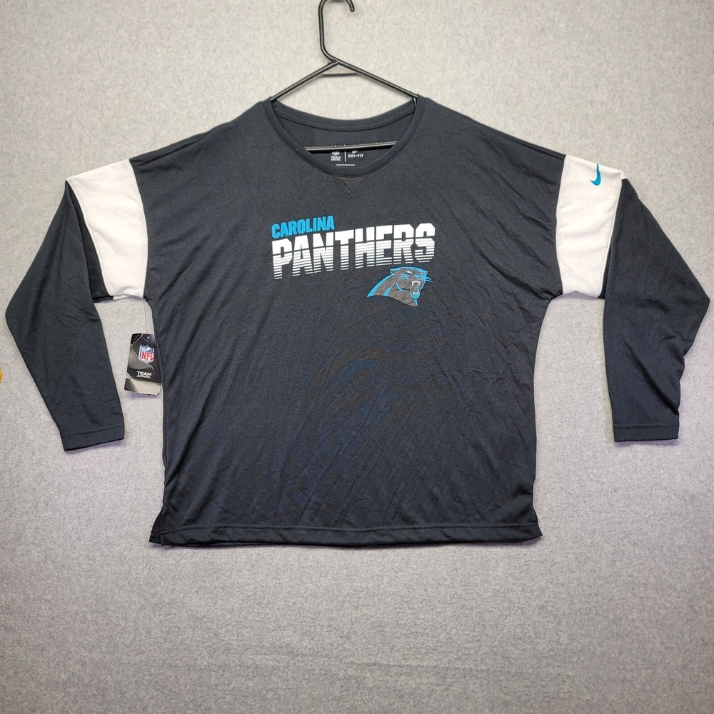 Nike Dri Fit Carolina Panthers NFL Shirt Womens 2XL Black Long Sleeve NWT